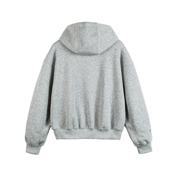 Unisex Oversize Kapuzenzipjacke mit Collegiate‑Patches Drune