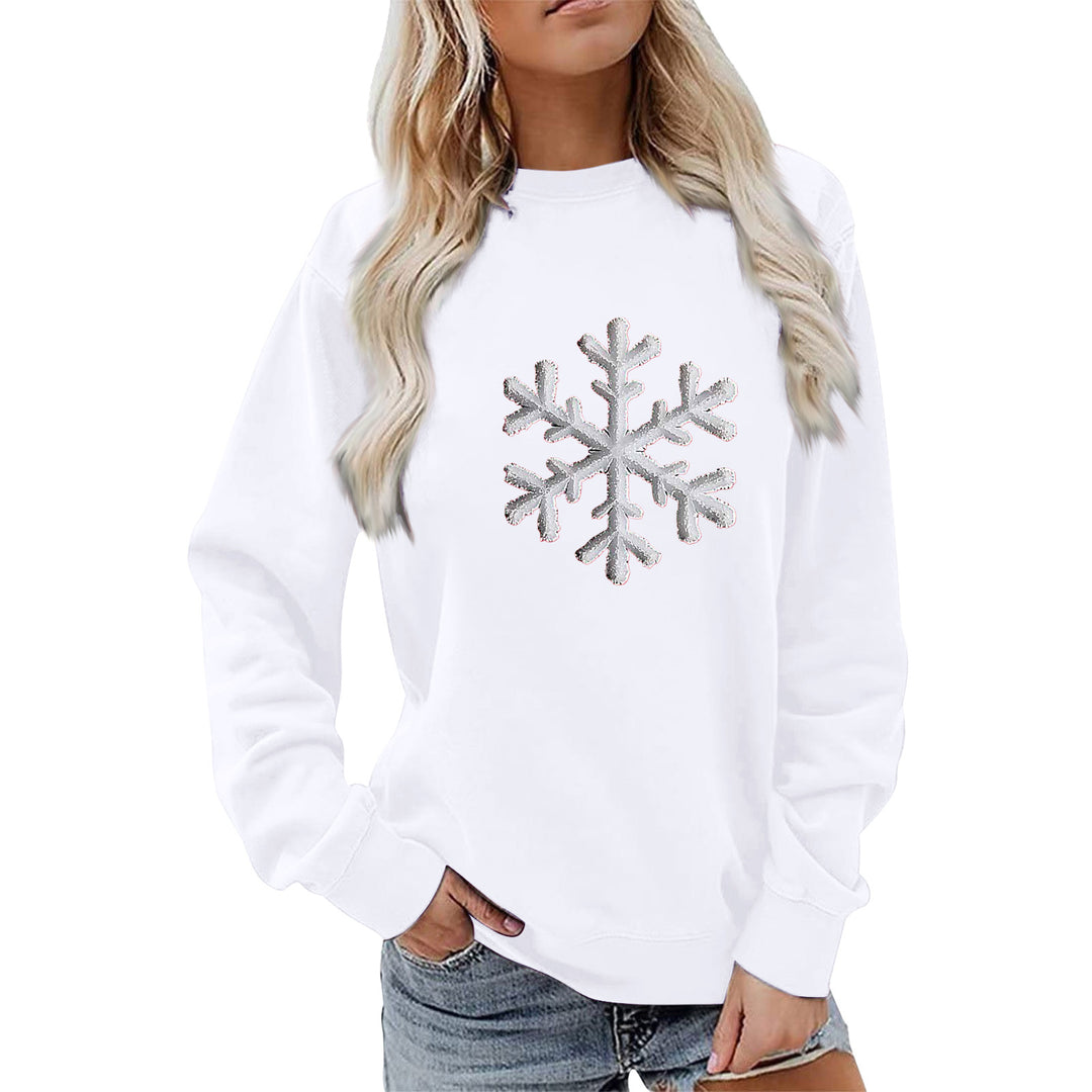 Damen Sweatshirt mit funkelndem Schneeflockenmotiv und lässigem Schnitt Drune