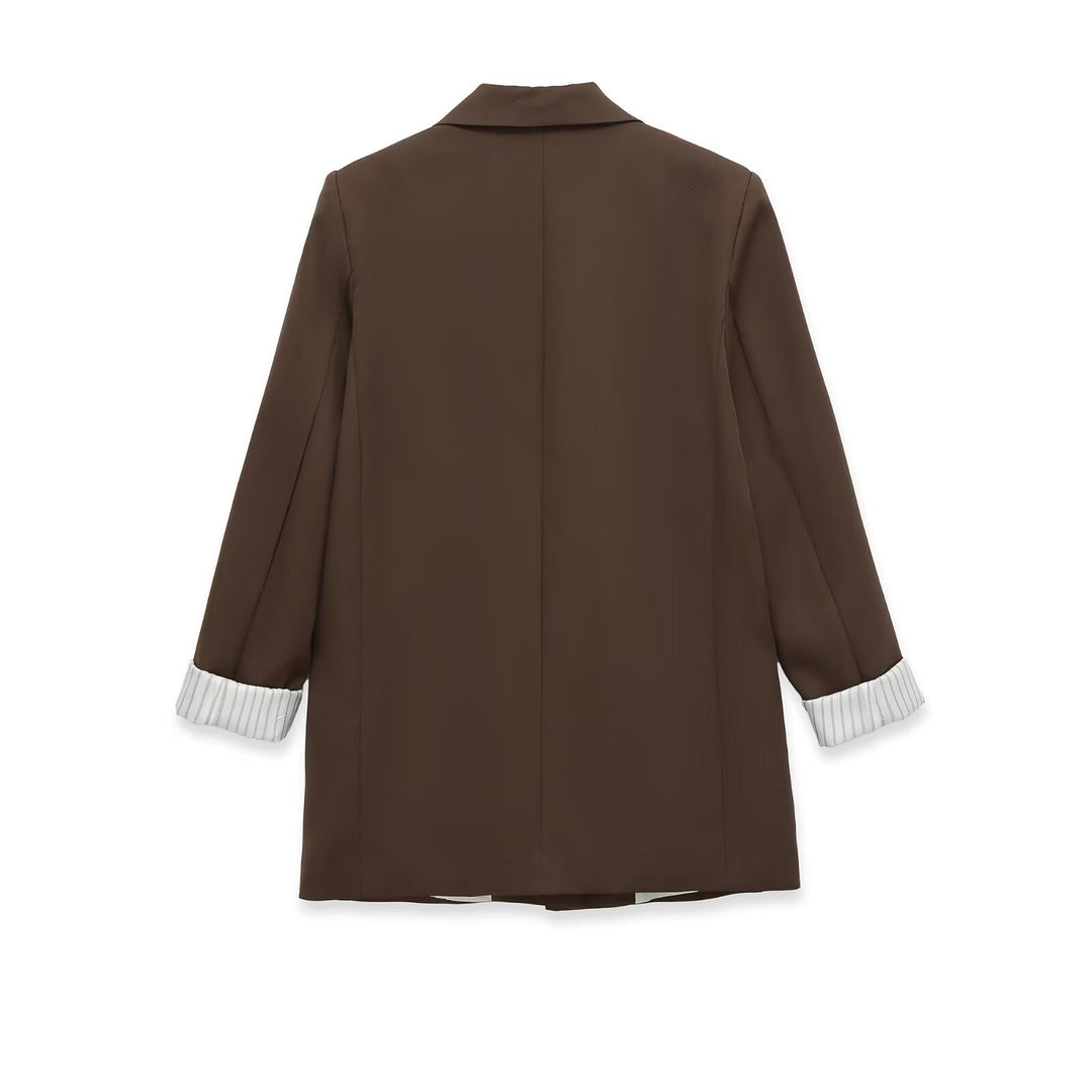Damen Longline-Blazer mit aufgesetzten Pattentaschen und umgeschlagenen Ärmelaufschlägen Drune