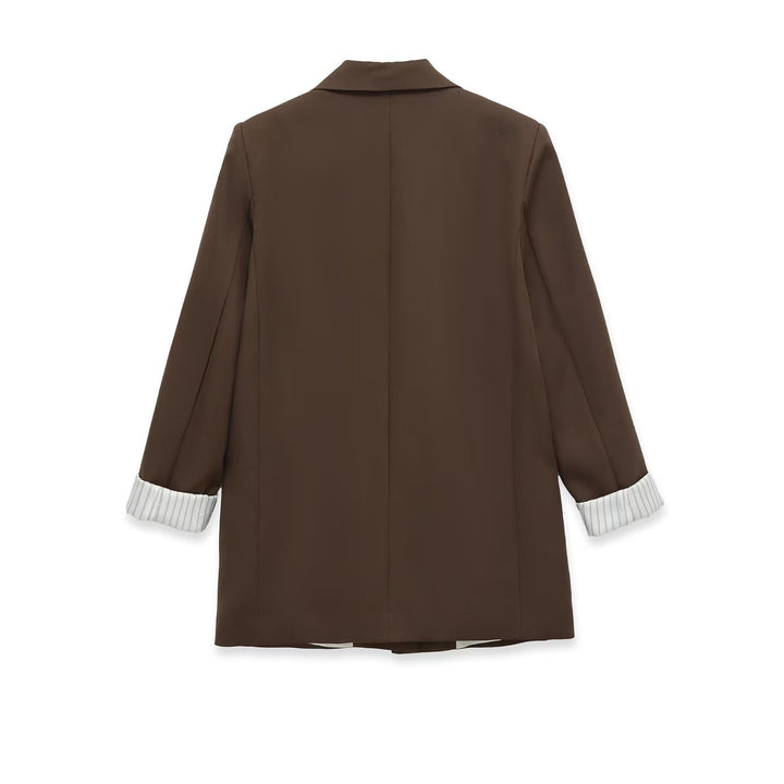 Damen Longline-Blazer mit aufgesetzten Pattentaschen und umgeschlagenen Ärmelaufschlägen Drune