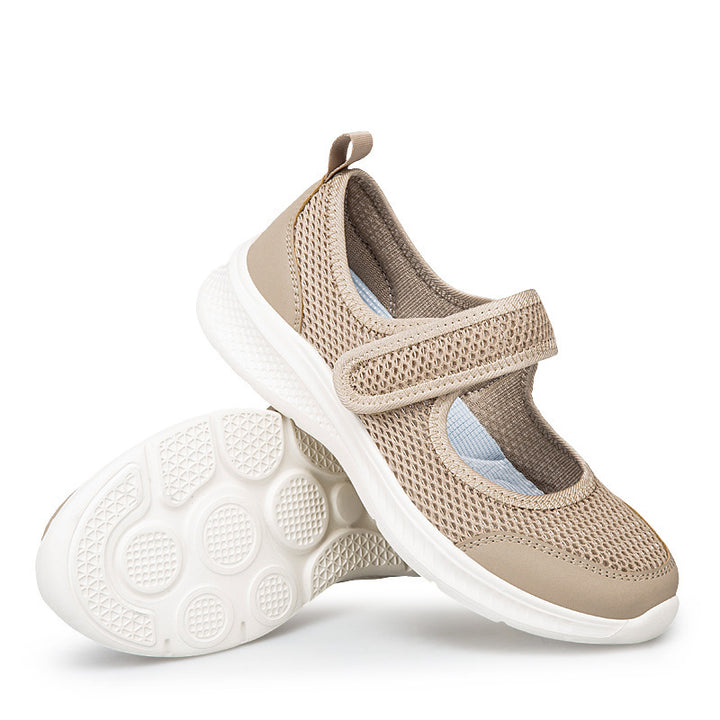 Damen nan Klett-Riemen-Sneaker im Ballerina-Stil mit atmungsaktivem Meshoberteil und flexibler Leichtsohle Drune