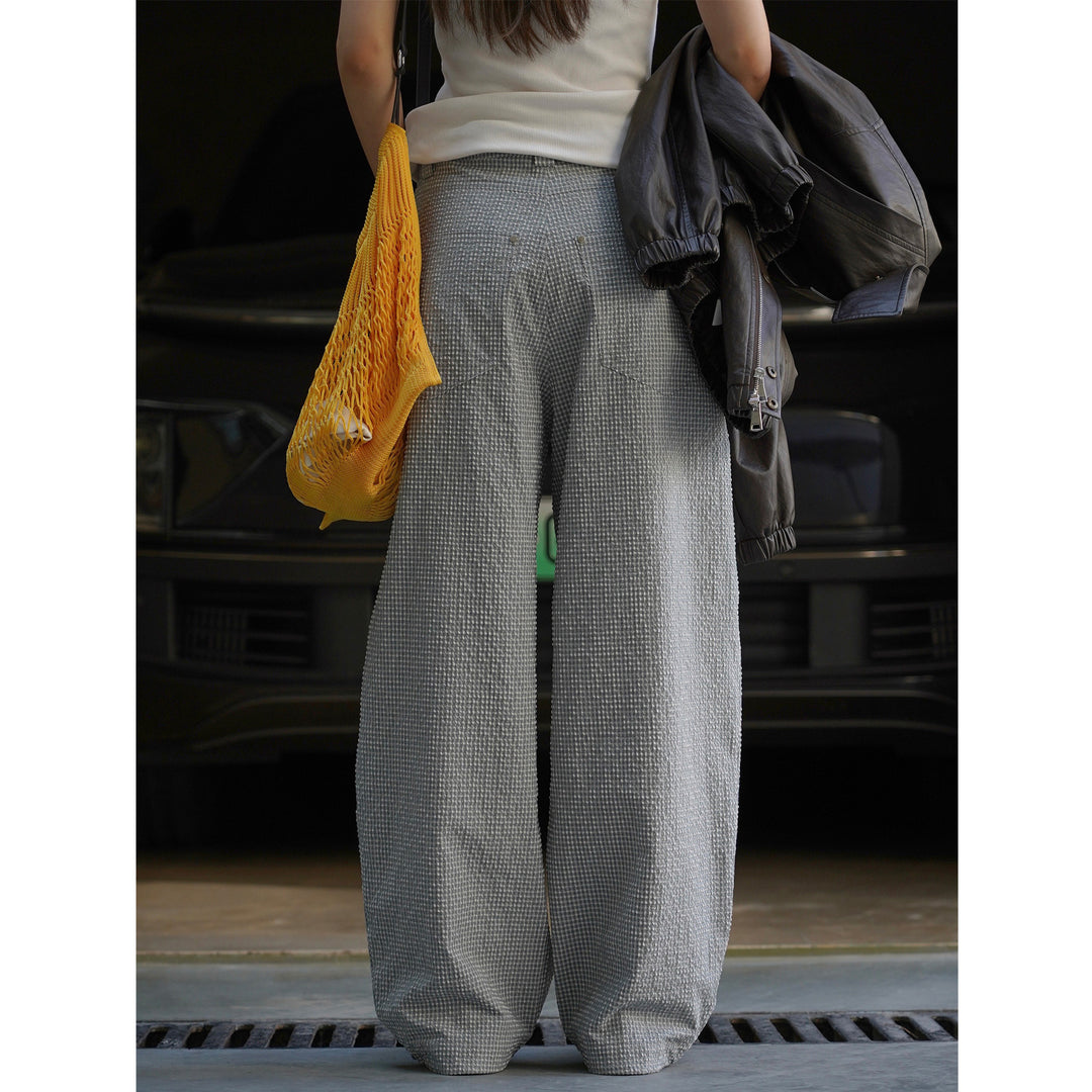 Damen Weite strukturierte High‑Waist Bundfaltenhose im Baggy‑Culotte‑Look Drune