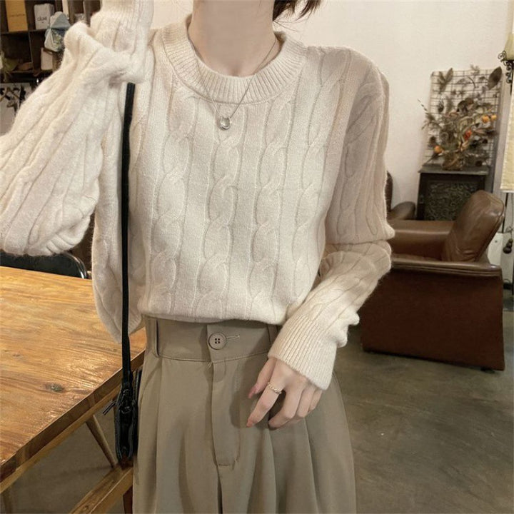 Damen Grobstrickpullover mit strukturiertem Zopfmuster und lässigem Schnitt Drune