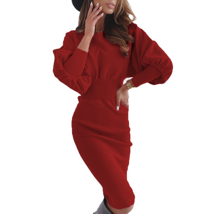 Damen Sweatkleid mit ballonförmigen Ärmeln und figurbetontem Schnitt Drune