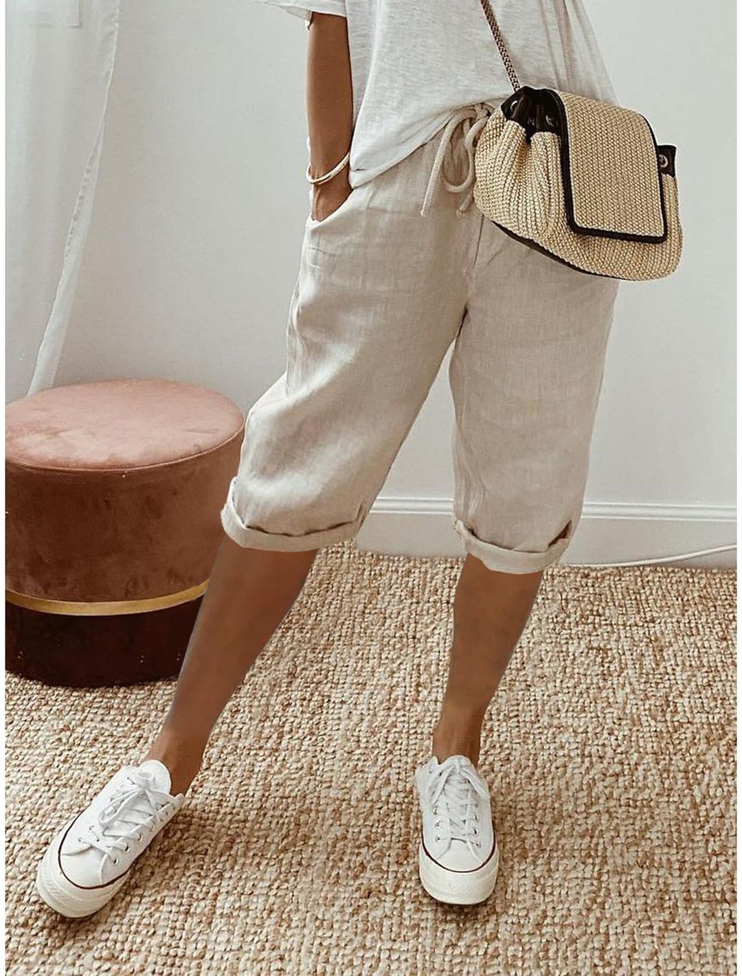 Leichte Shorts mit elastischem Bund für Damen Drune