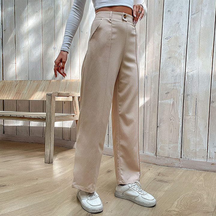 Damen Elegante Hochtaillierte Stoffhose Drune