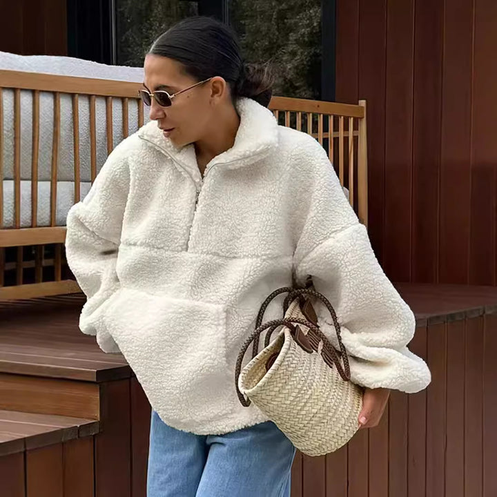 Damen Fleece-Pullover mit hohem Kragen Drune