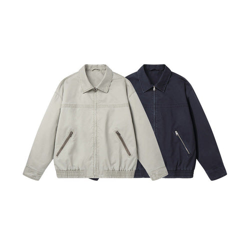 Herren Kurzblouson im Boxy‑Cut aus Canvas mit diagonalen Reißverschlusstaschen und elastischem Saum Drune