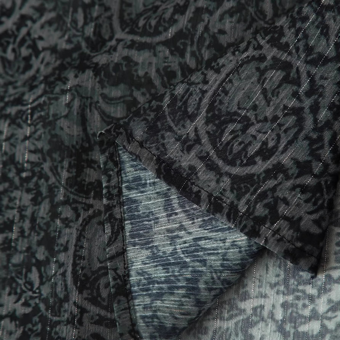 Damen Chiffon-Bluse mit Paisley‑Print, Quastenbändern und Ballonärmeln Drune