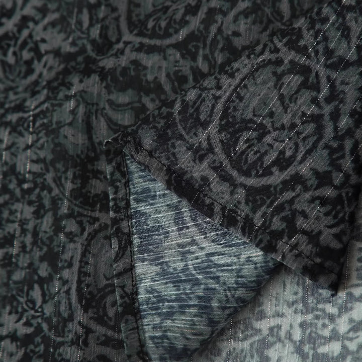 Damen Chiffon-Bluse mit Paisley‑Print, Quastenbändern und Ballonärmeln Drune