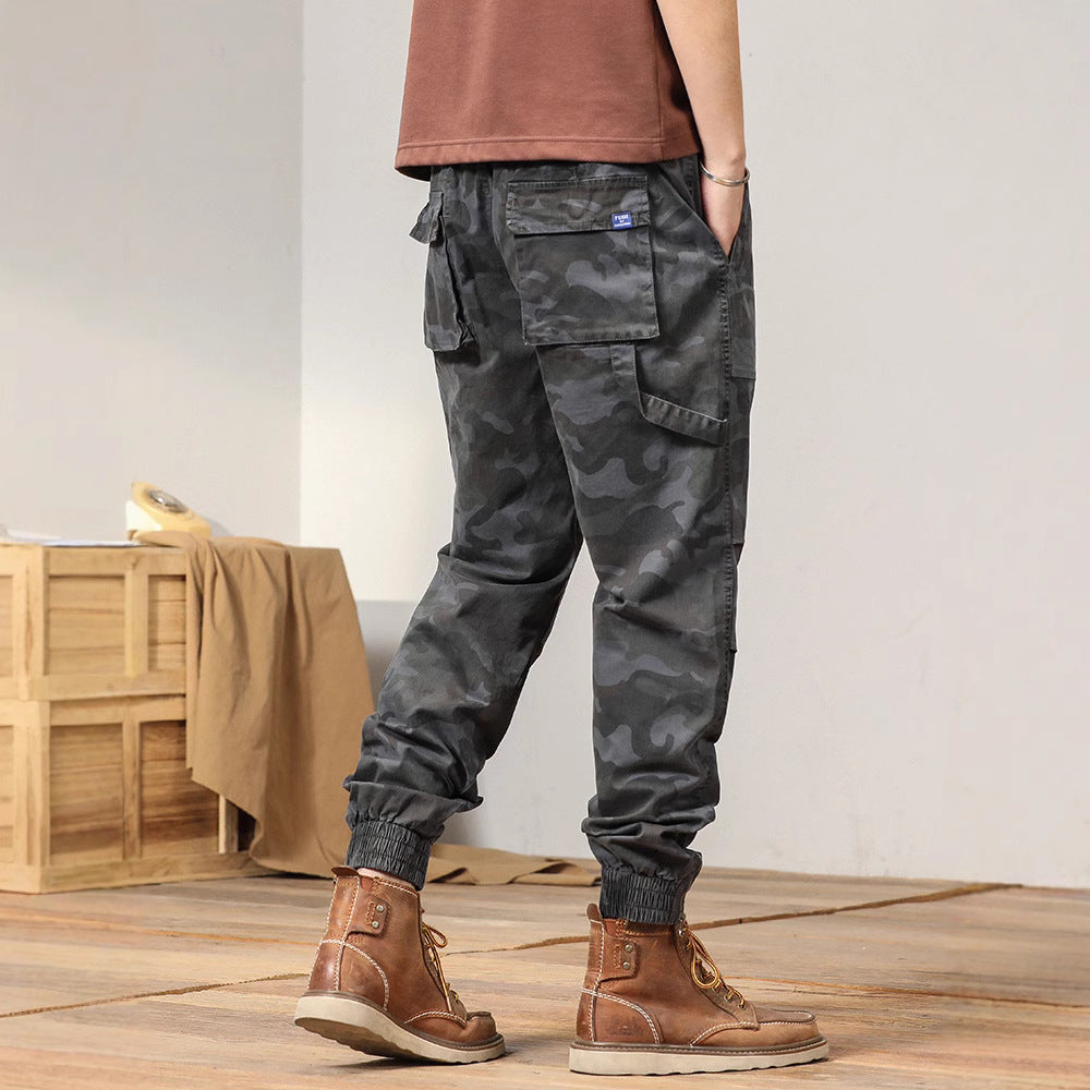 Herren Camouflage Utility-Joggerhose mit elastischem Tunnelzugbund, Kniefalten und Mehrfachtaschen Drune