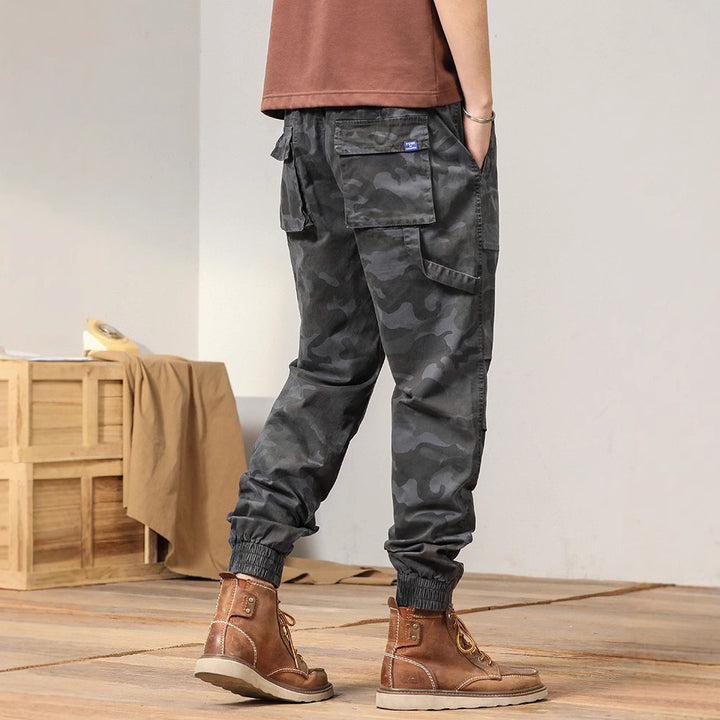 Herren Camouflage Utility-Joggerhose mit elastischem Tunnelzugbund, Kniefalten und Mehrfachtaschen Drune