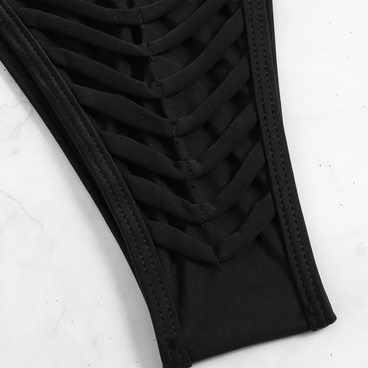 Damen Triangel-Bikini-Set mit geflochtenem Höschen und verstellbaren Trägern Drune