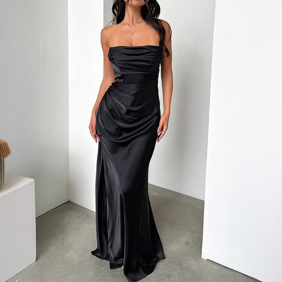 Damen Maxikleid mit schimmernden Details und hohem Schlitz Drune