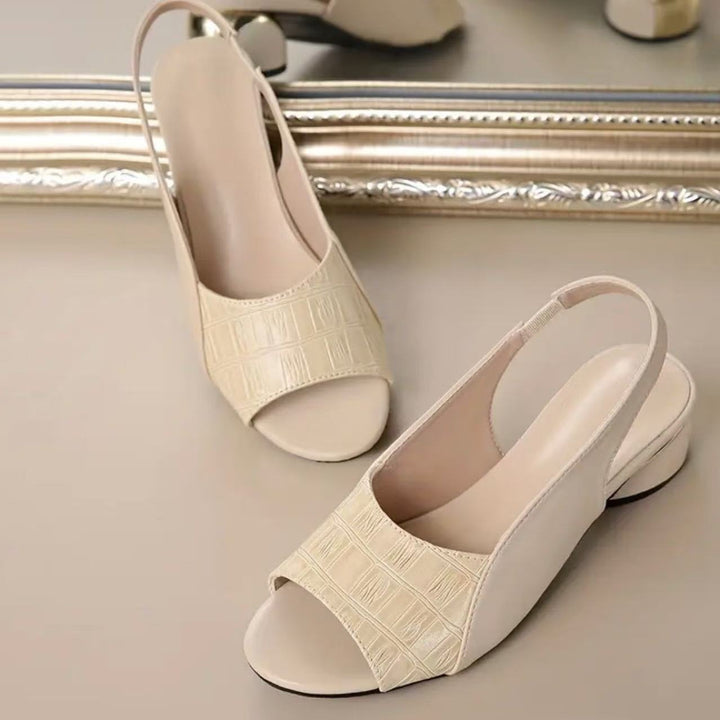 Damen Slingback-Sandalette mit Kroko-Prägung und niedrigem Blockabsatz Drune