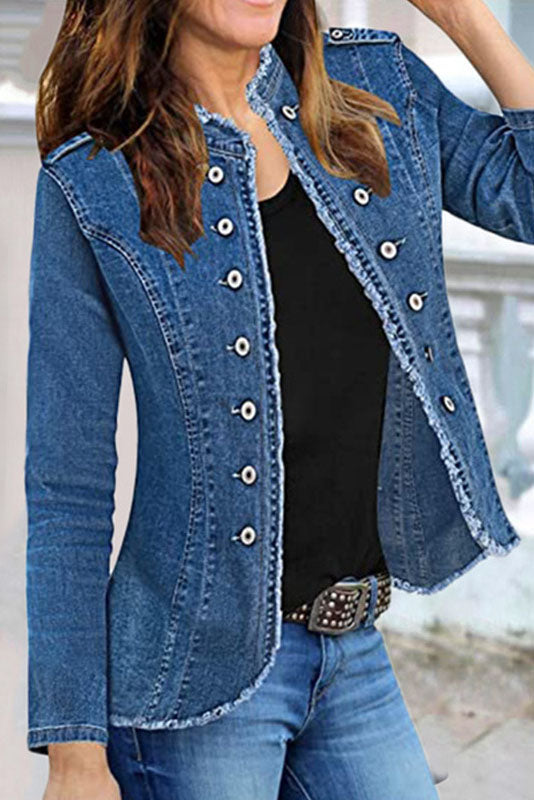 Drune | Kragen Fitted Denim Jacke