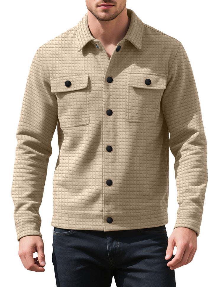 Herren nan gequiltete Hemdjacke im Overshirt-Stil mit Druckknopfleiste und aufgesetzten Brustklappen Drune