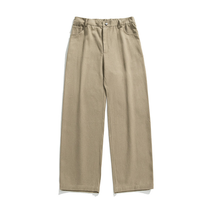 Damen Weit geschnittene High‑Waist Baumwollhose mit elastischem Rückbund und geradem Bein Drune