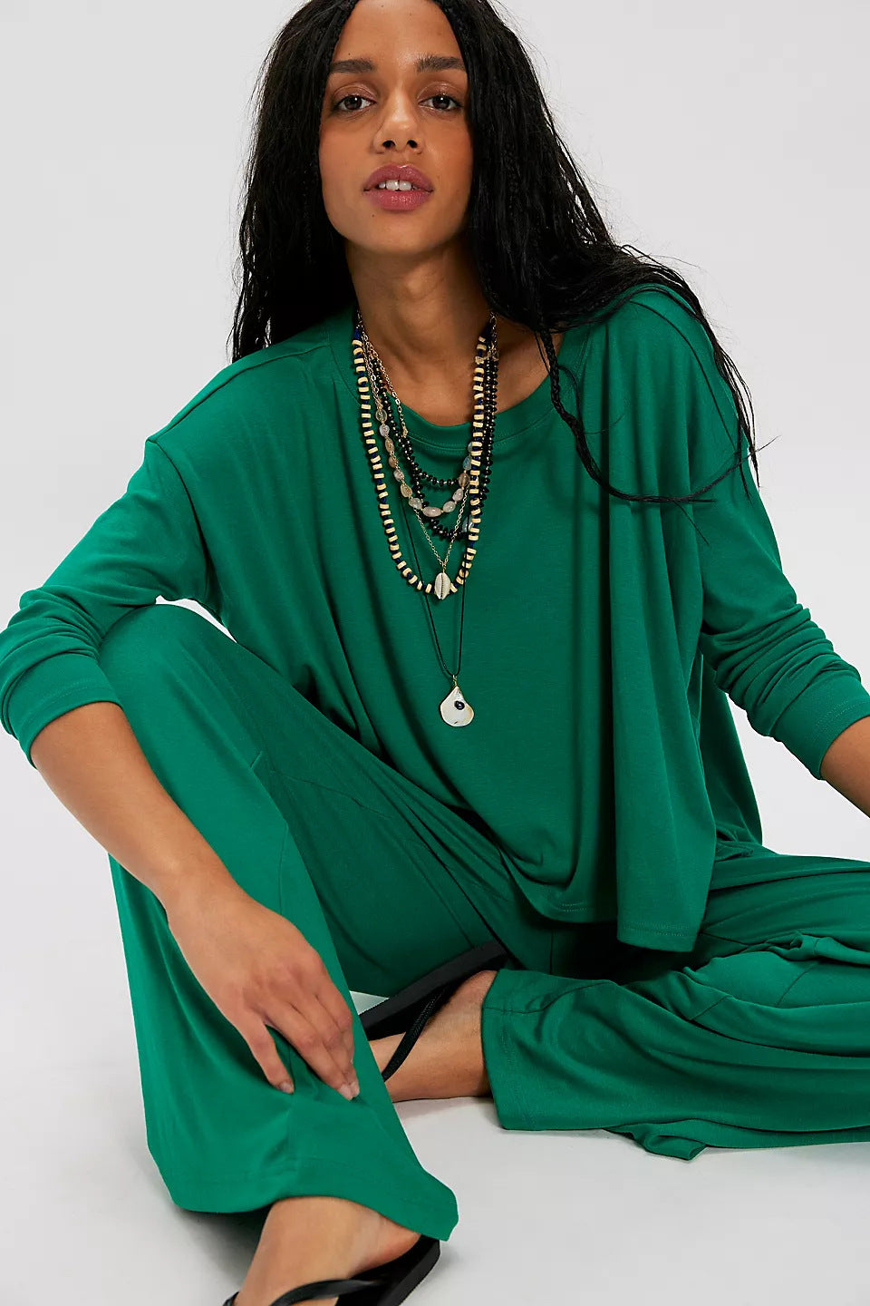 Damen Lässiges Twinset aus weitem Oberteil und weit geschnittener Hose Drune