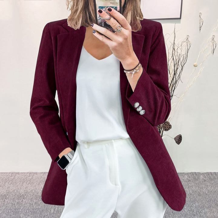 Damen Cordblazer im Oversized-Schnitt mit Revers und Schmuckknöpfen Drune
