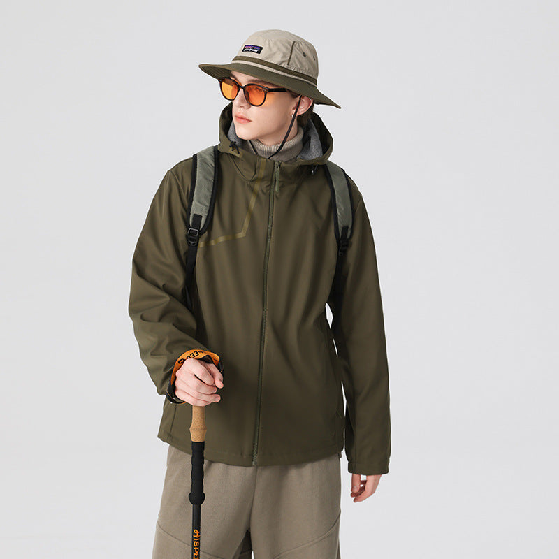 Herren Technische Softshelljacke mit verstellbarer Kapuze und winddichter Membran Drune