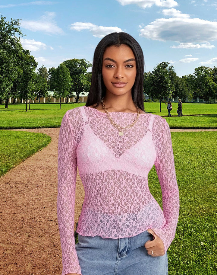 Damen Spitzenoberteil mit eleganter Passform und raffinierten Details Drune