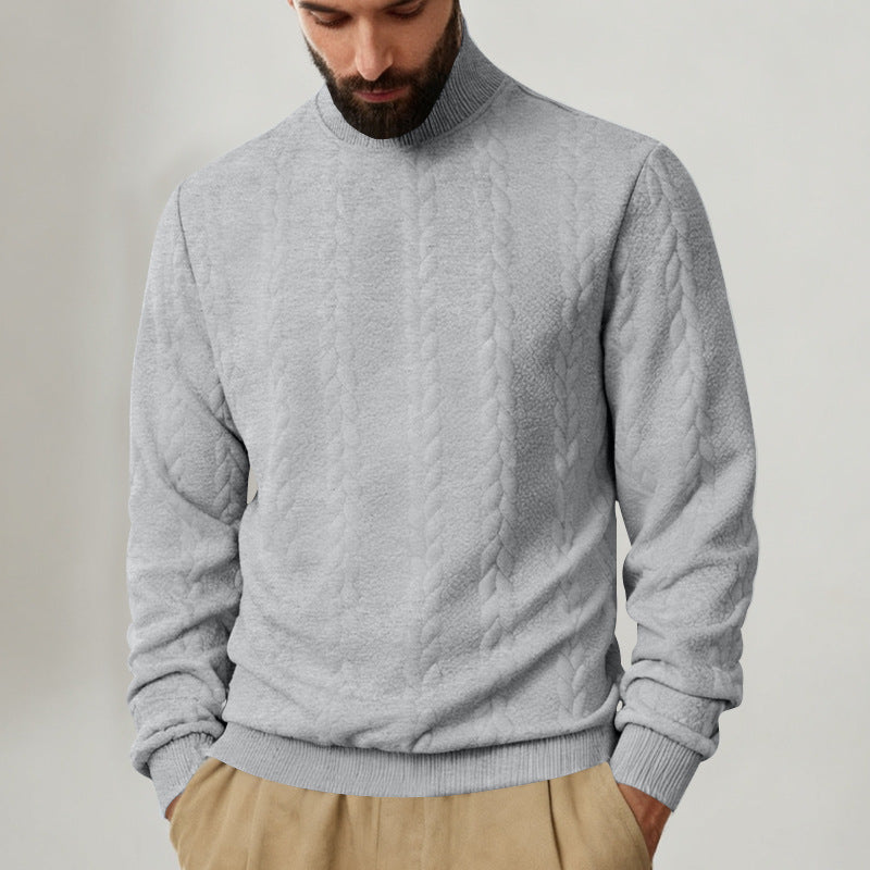Herren nan Strickpullover mit Stehkragen, Zopfmuster, weichem Rippbündchen und Regular Fit Drune