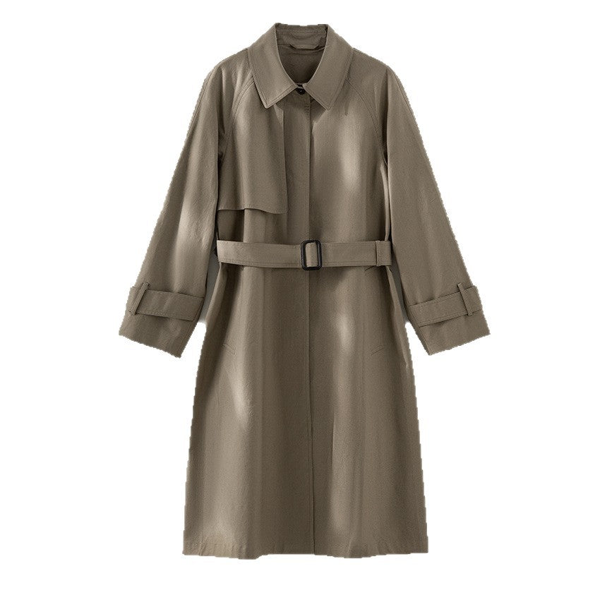 Damen Klassischer Trenchcoat mit Gürtel und Sturmblende Drune