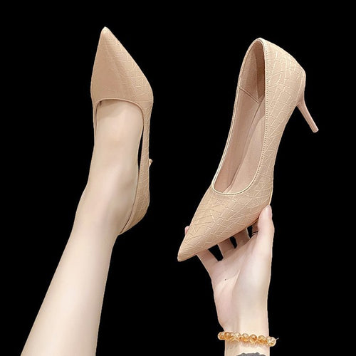 Damen elegante Spitzen-High Heels mit raffiniertem Schlangenleder-Effekt Drune