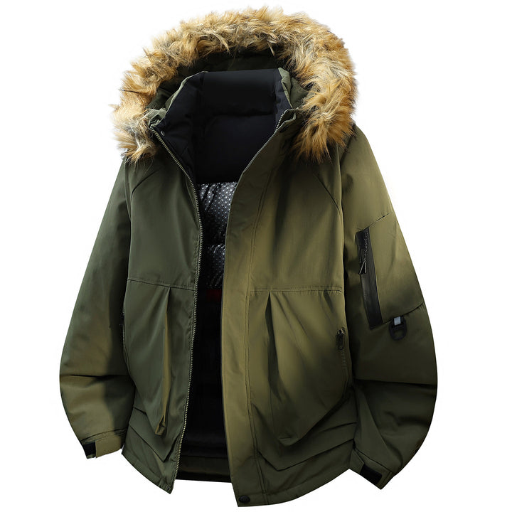 Herren Steppparka mit wattierter Kapuze und Kunstfellbesatz Drune