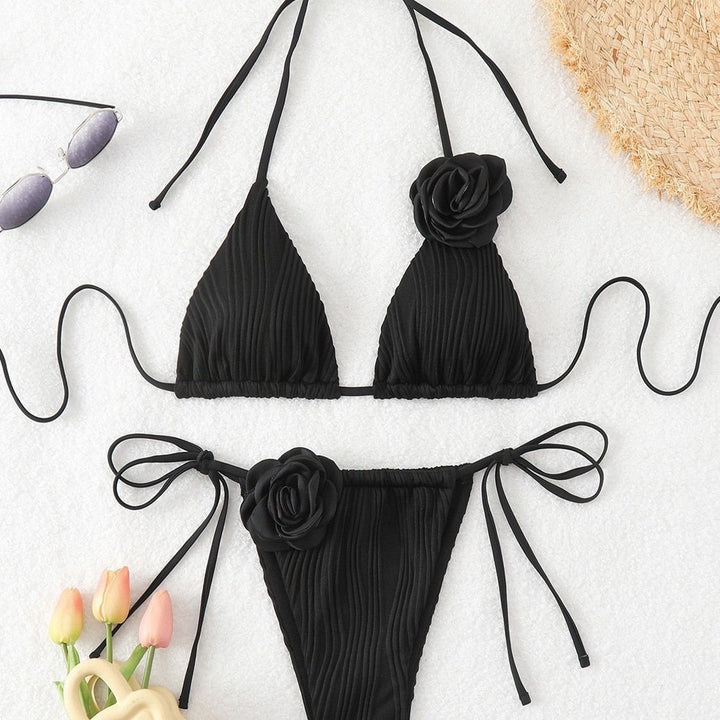 Damen Triangel-Bikini mit aufwendigem Blumendetail Drune