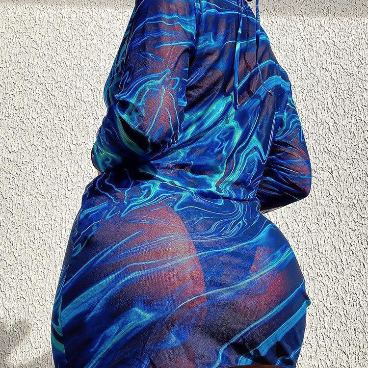 Damen Badeanzug und transparenter Strandüberwurf Drune