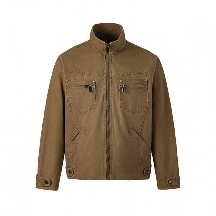 Herren Kurzjacke aus Canvas im Field‑Style mit Stehkragen, Reißverschluss und Multifunktionstaschen Drune