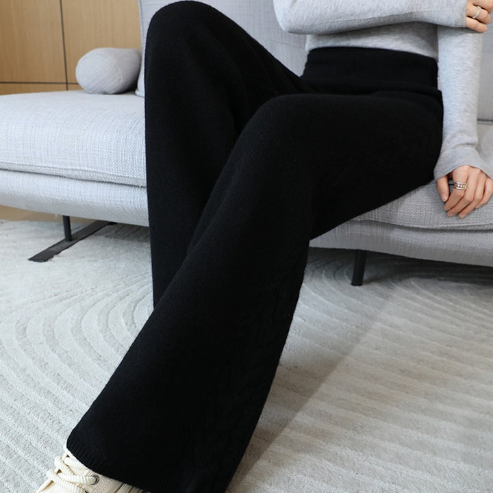 Damen Elegante Strickhose mit Zopfmuster Drune