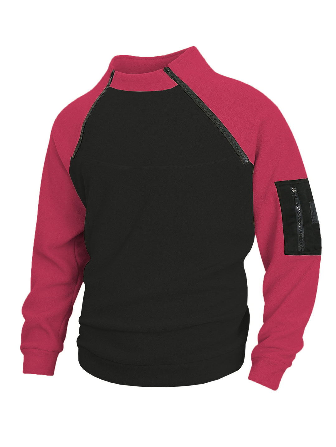 Herren technischer Fleece-Halbzip-Pullover mit asymmetrischen Schulterreißverschlüssen und Reißverschluss-Ärmeltasche Drune