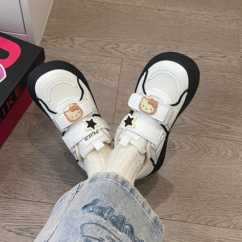 Damen Verspielte Sneaker mit dekorativen Details und Klettverschluss Drune