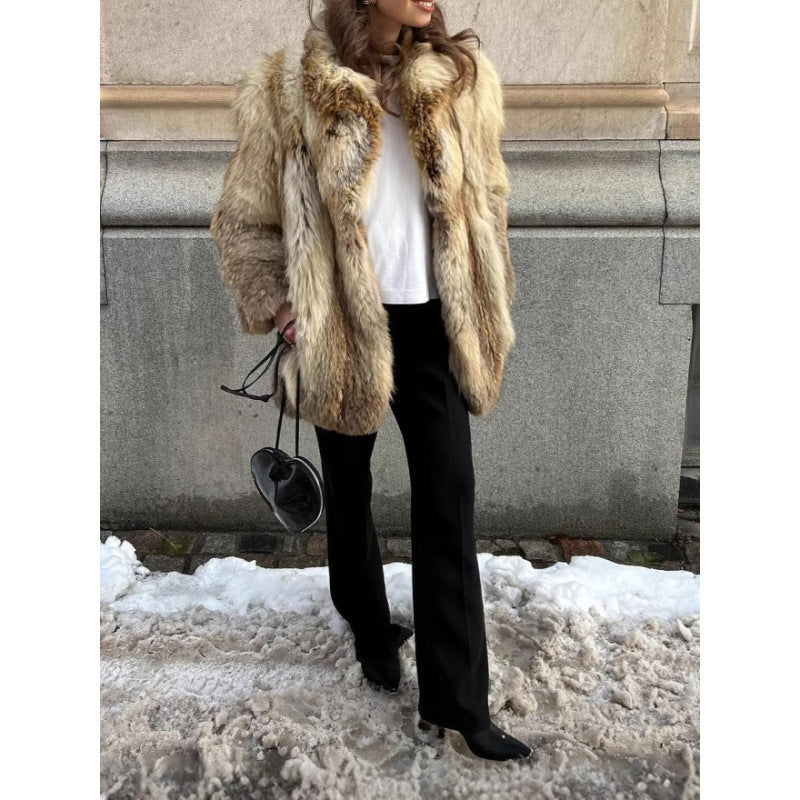 Damen Kunstfelljacke mit luxuriösen Details Drune