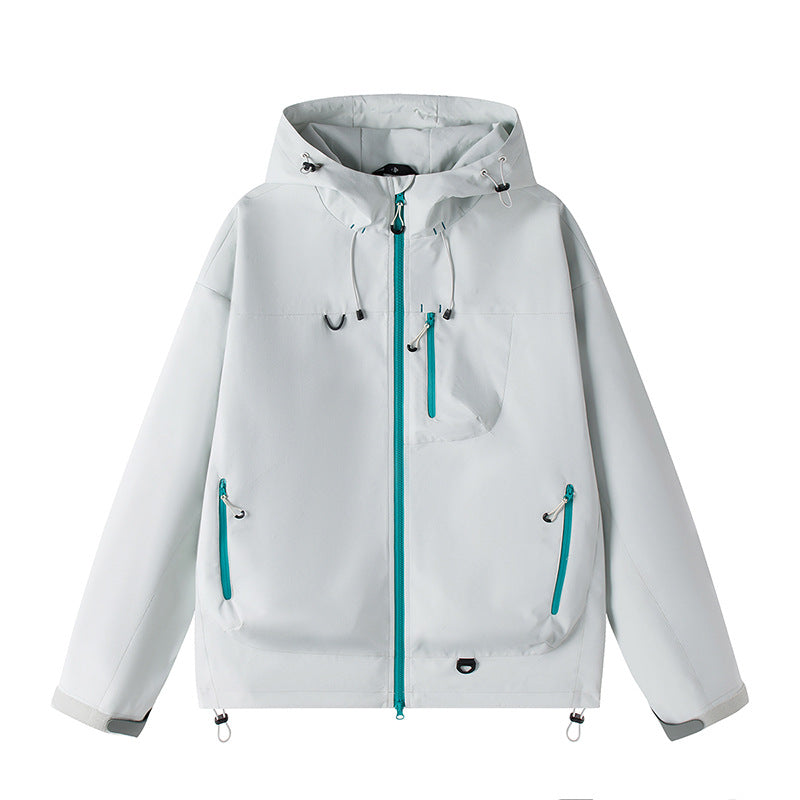 Herren Leichte Tech-Softshelljacke mit Kapuze, verstellbarem Saum und Kontrast-Reißverschlüssen Drune