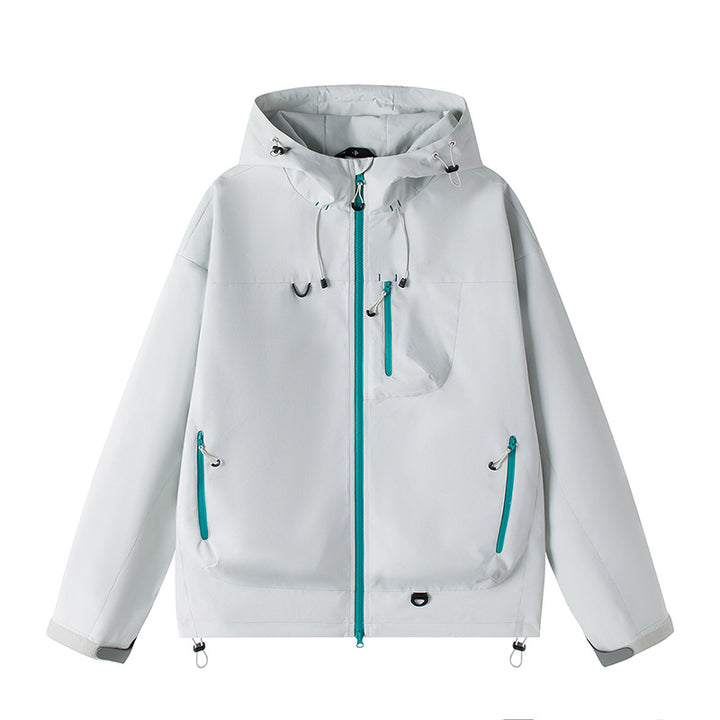 Herren Leichte Tech-Softshelljacke mit Kapuze, verstellbarem Saum und Kontrast-Reißverschlüssen Drune