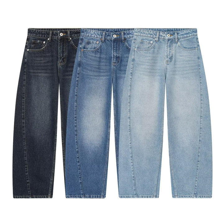 Damen Weite Cropped-Jeans mit hoher Taille und Einsatznaht Drune