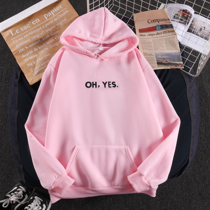 Damen nan Kapuzenpullover mit weichem Innenfutter, Kängurutasche und dezentem Frontprint Drune