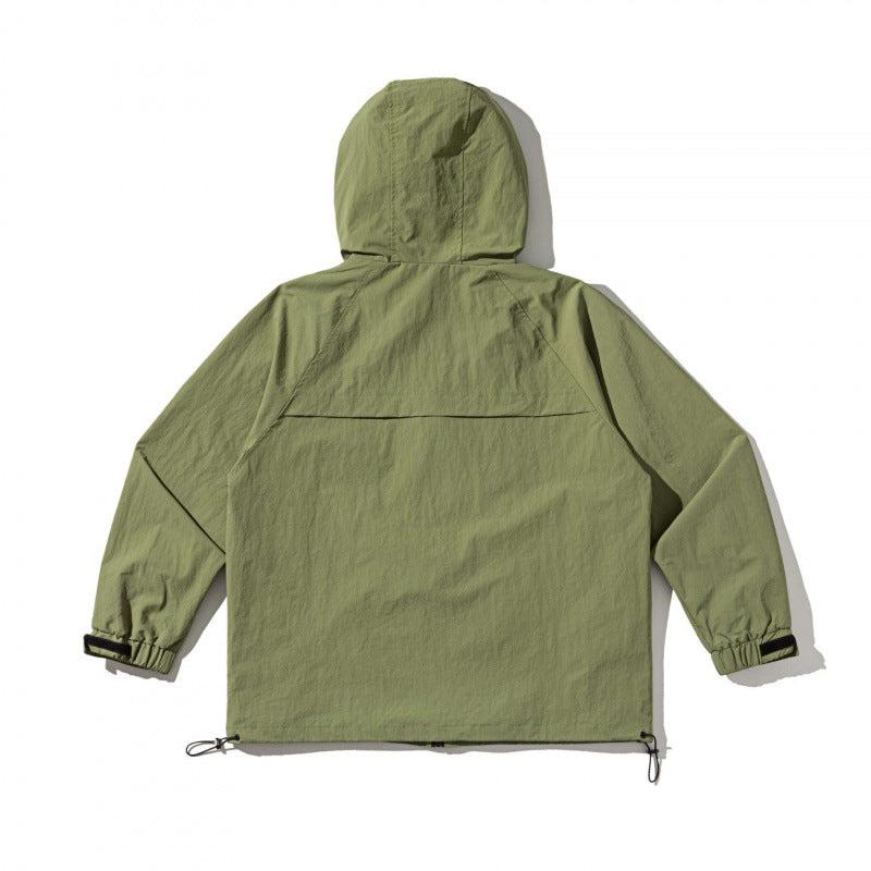 Unisex Technische Oversize-Kapuzenjacke mit Mesh-Belüftungszonen, Reißverschluss und Tunnelzug Drune