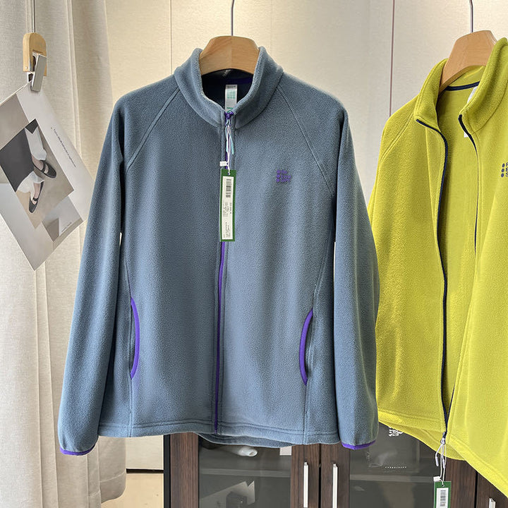 Damen weiche Fleecejacke mit hohem Kragen und seitlichen Reißverschlusstaschen Drune