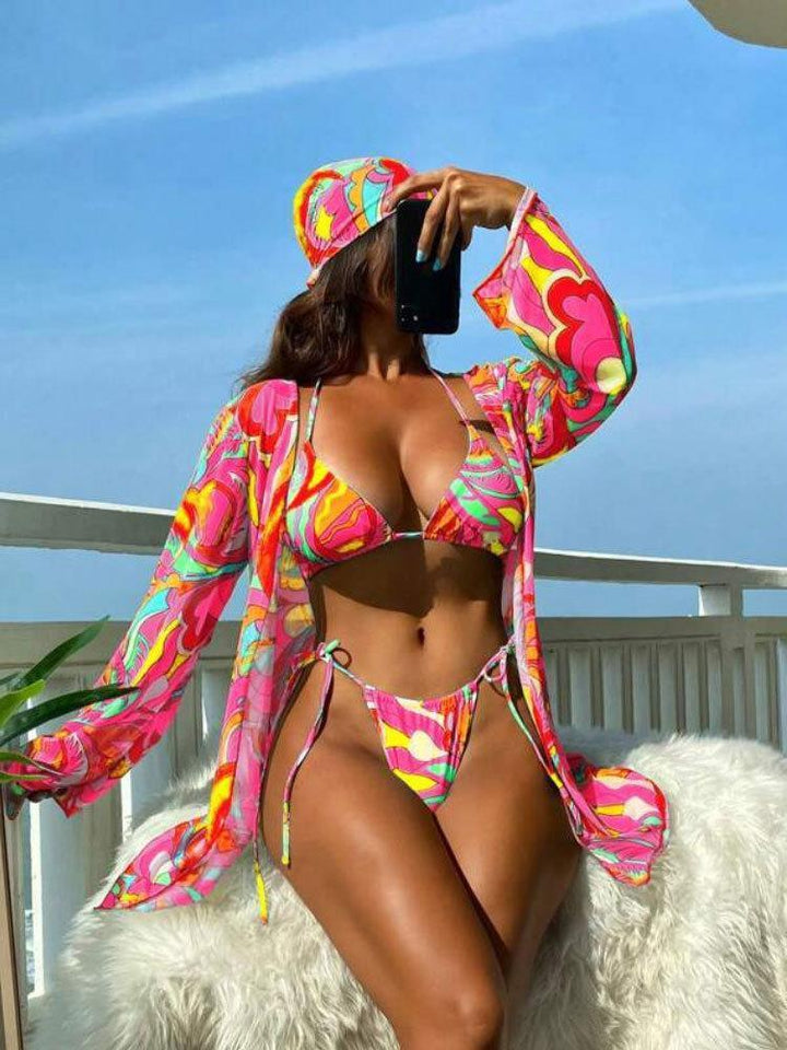 Damen Bikini-Set mit transparentem Überwurf Drune