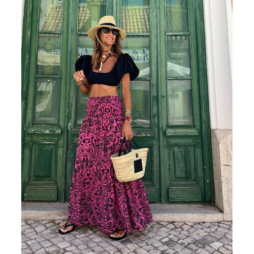 Damen Maxi-Rock mit floralem Muster Drune