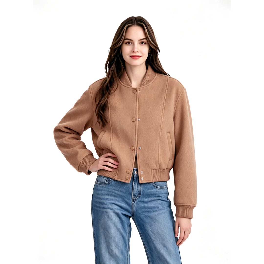 Damen Modische Kurzjacke mit Druckknöpfen Drune