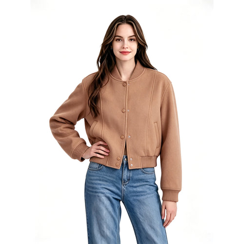 Damen Modische Kurzjacke mit Druckknöpfen Drune
