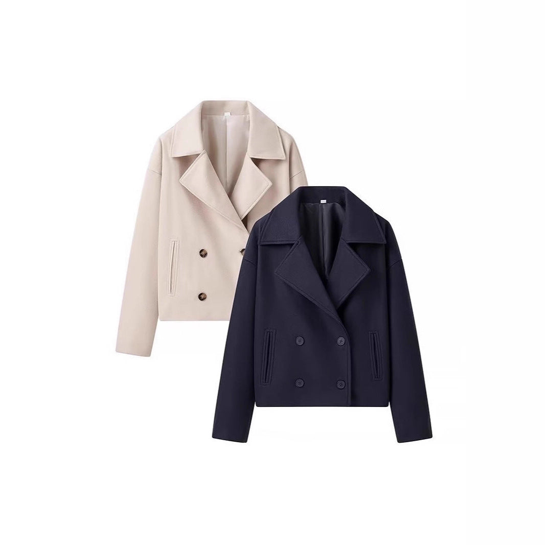 Damen elegante Kurzjacke im lässigen Doppelkörper-Stil Drune