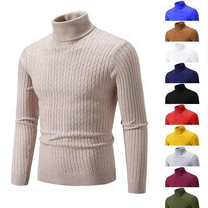 Herren nan Rollkragenpullover mit Zopfstrick und schlanker Passform Drune