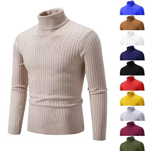 Herren nan Rollkragenpullover mit Zopfstrick und schlanker Passform Drune